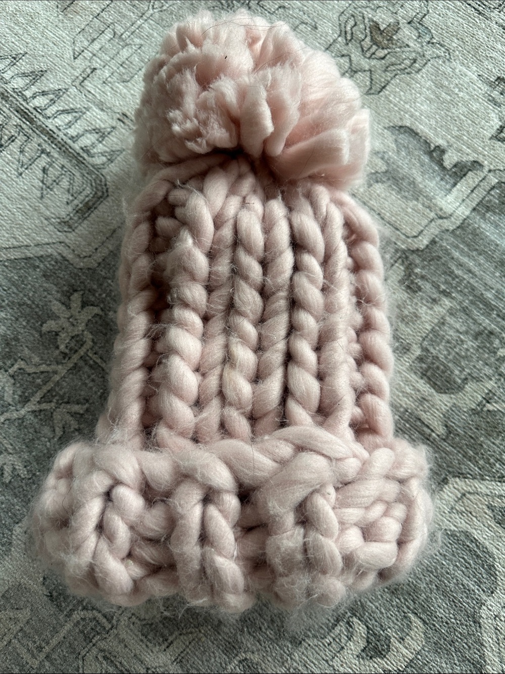 Free People Chunky Knit Pom Beanie - Blush Pink oversized
